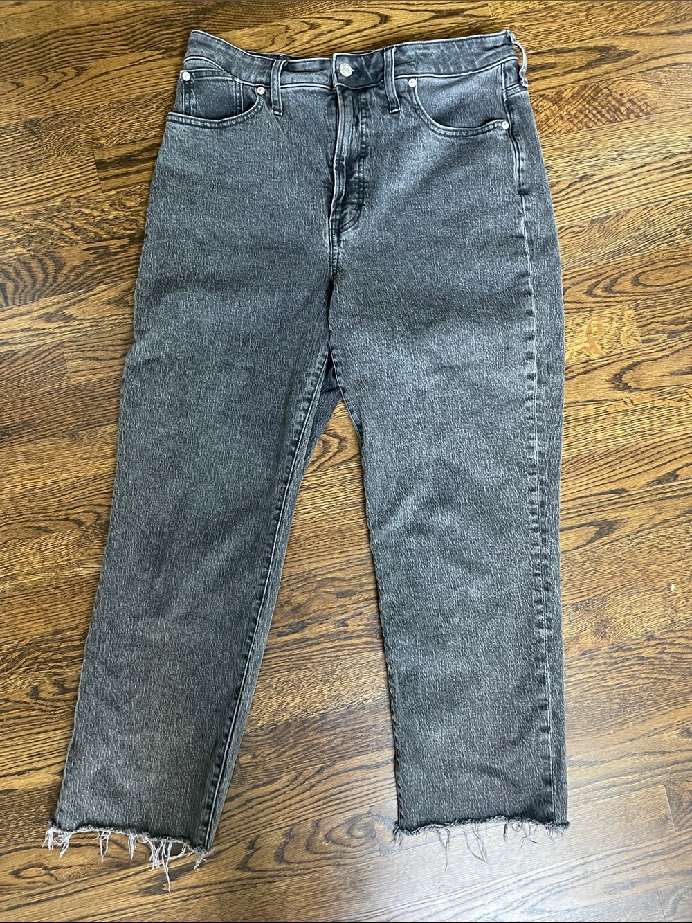 Madewell Washed Black Cropped Straight Jeans